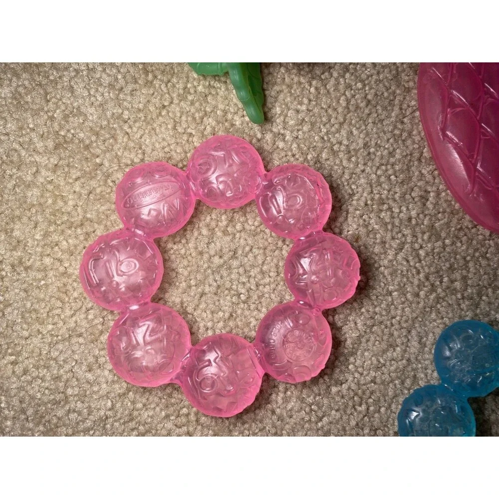 Lot of 5 Baby Teether Toys Infantino Bright Starts RaZbaby & Silicone Feeder